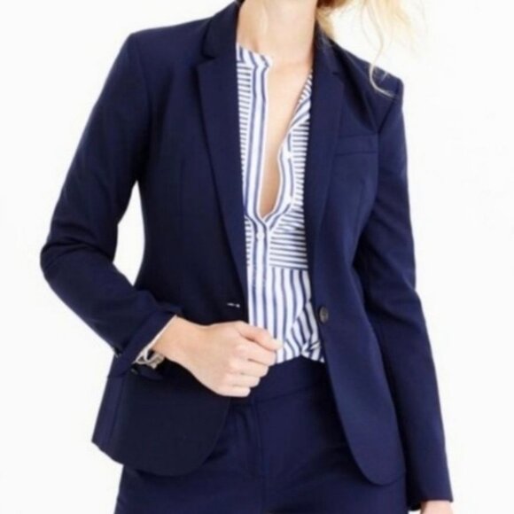J. Crew Campbell Super 120s Wool Blazer Navy Blue Size 8 - Picture 1 of 4
